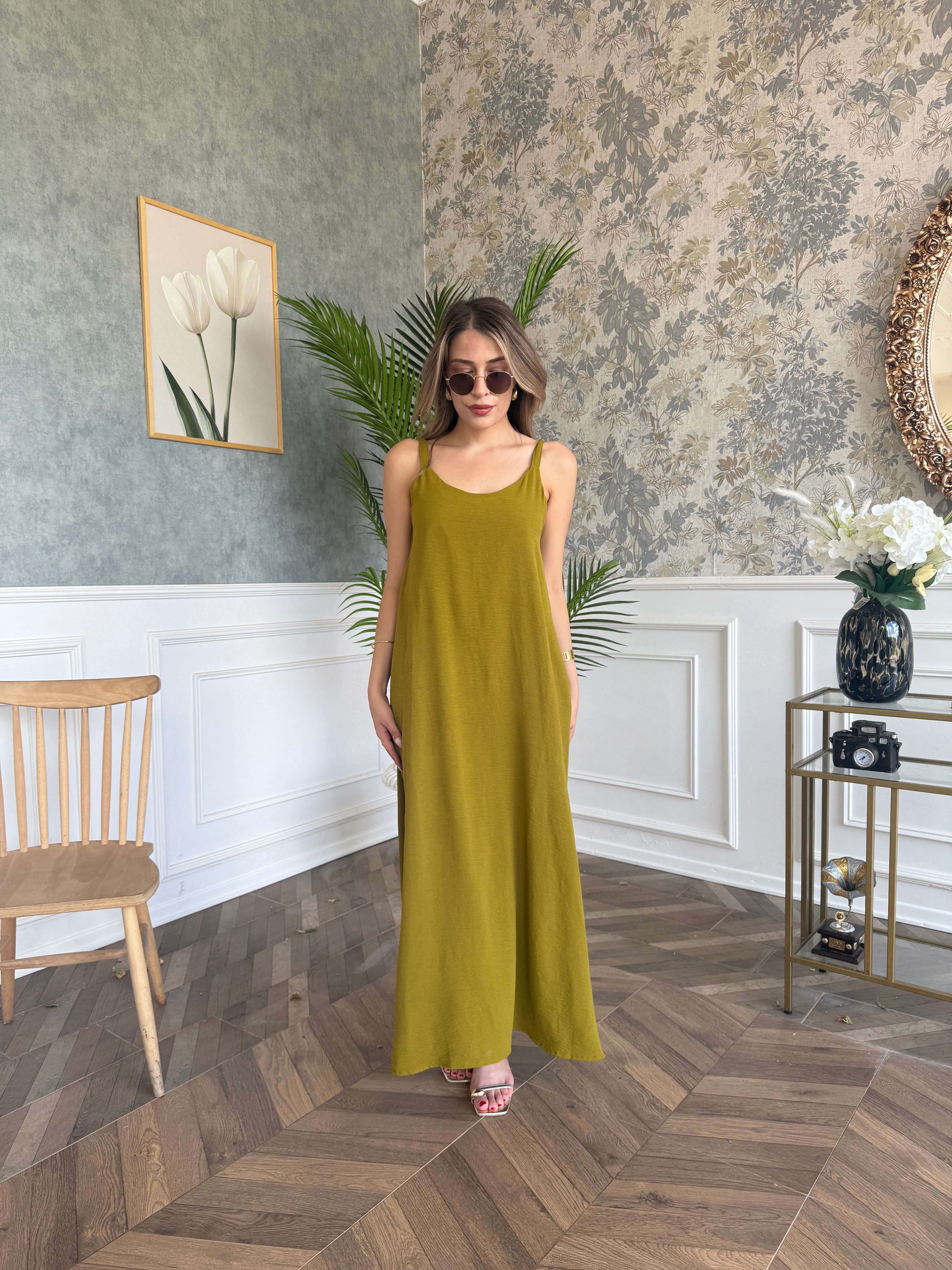 Ayrobin Cepli Elbise Olive - 1132