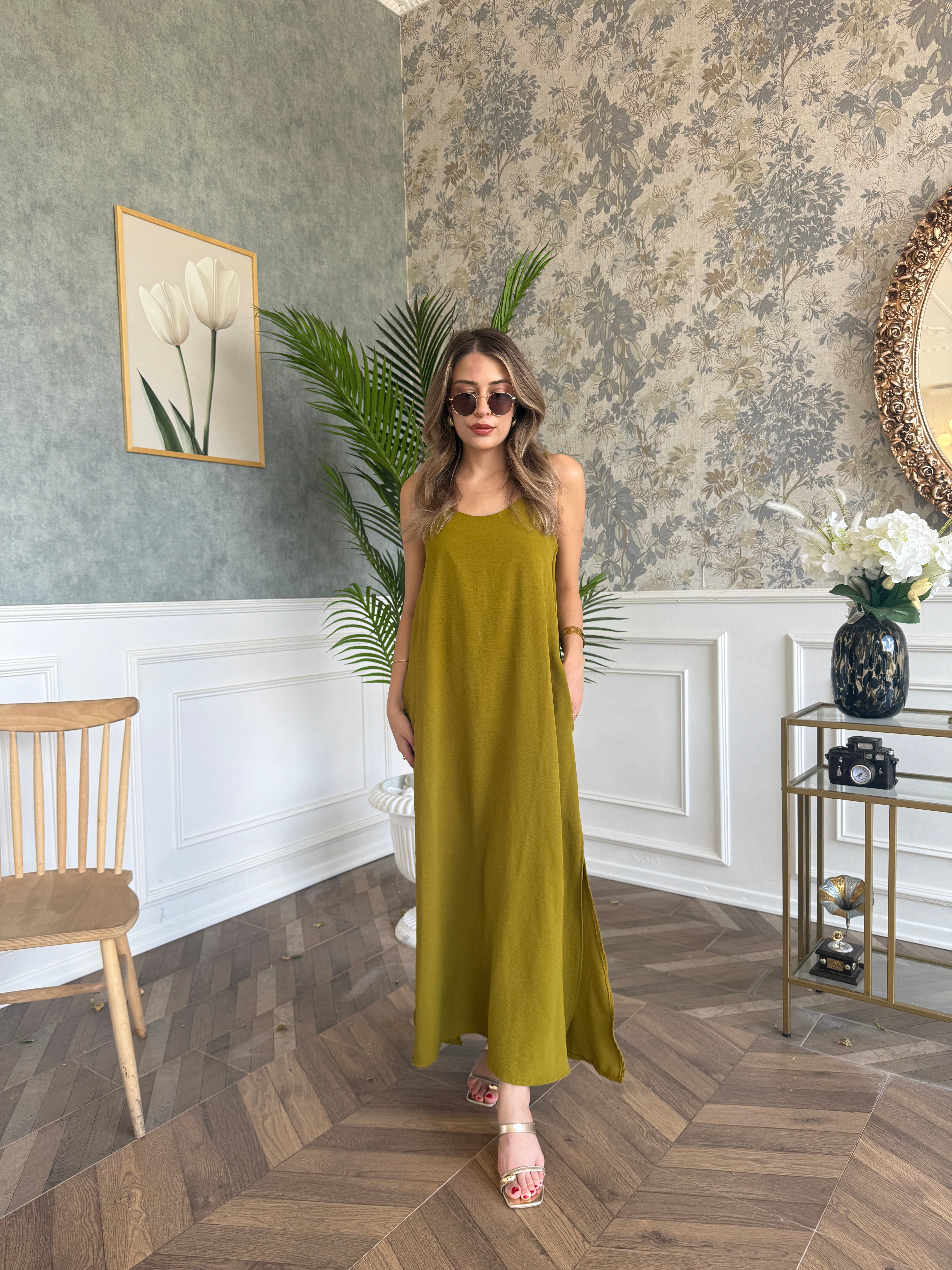 Ayrobin Cepli Elbise Olive - 1132