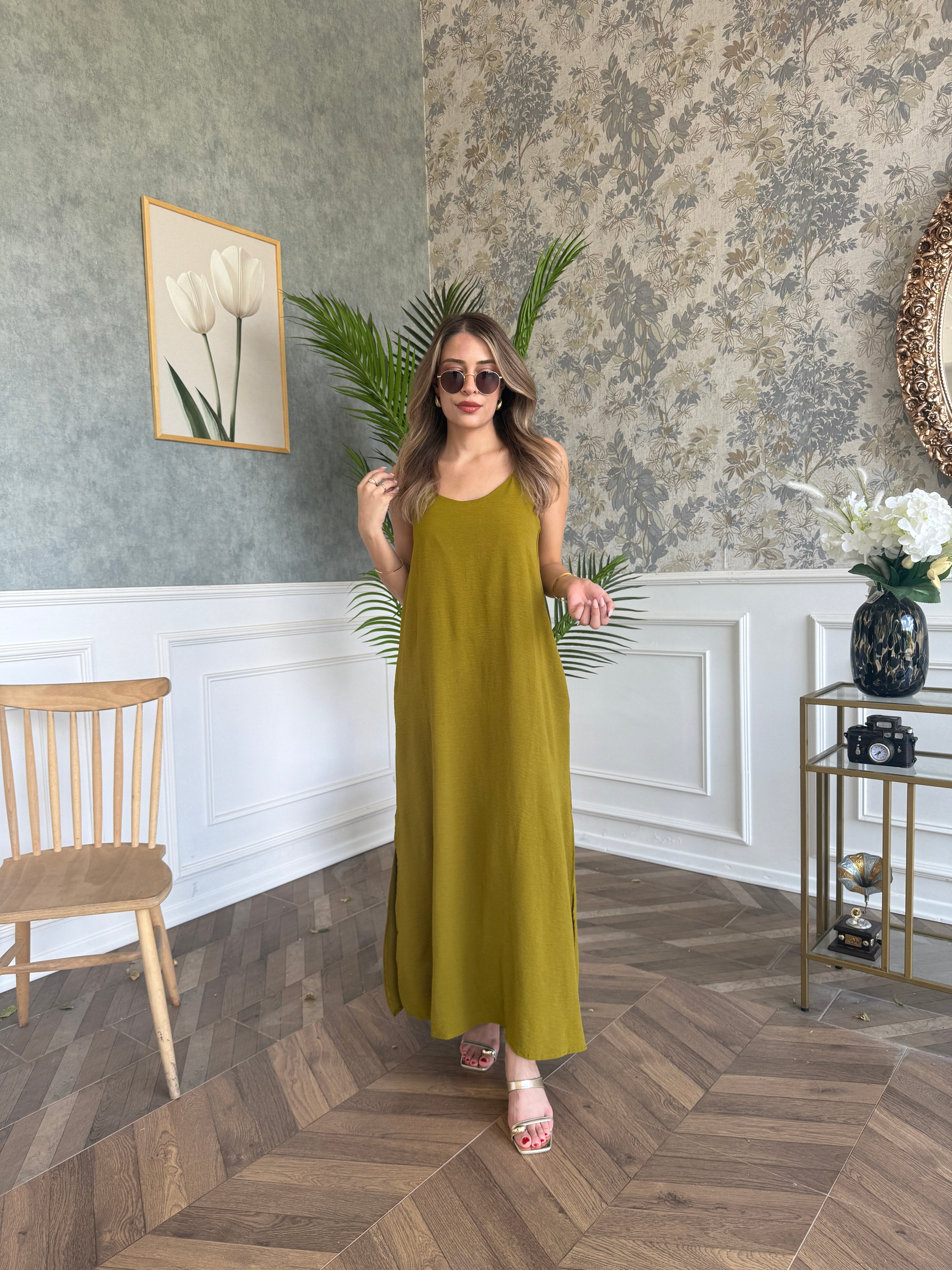 Ayrobin Cepli Elbise Olive - 1132