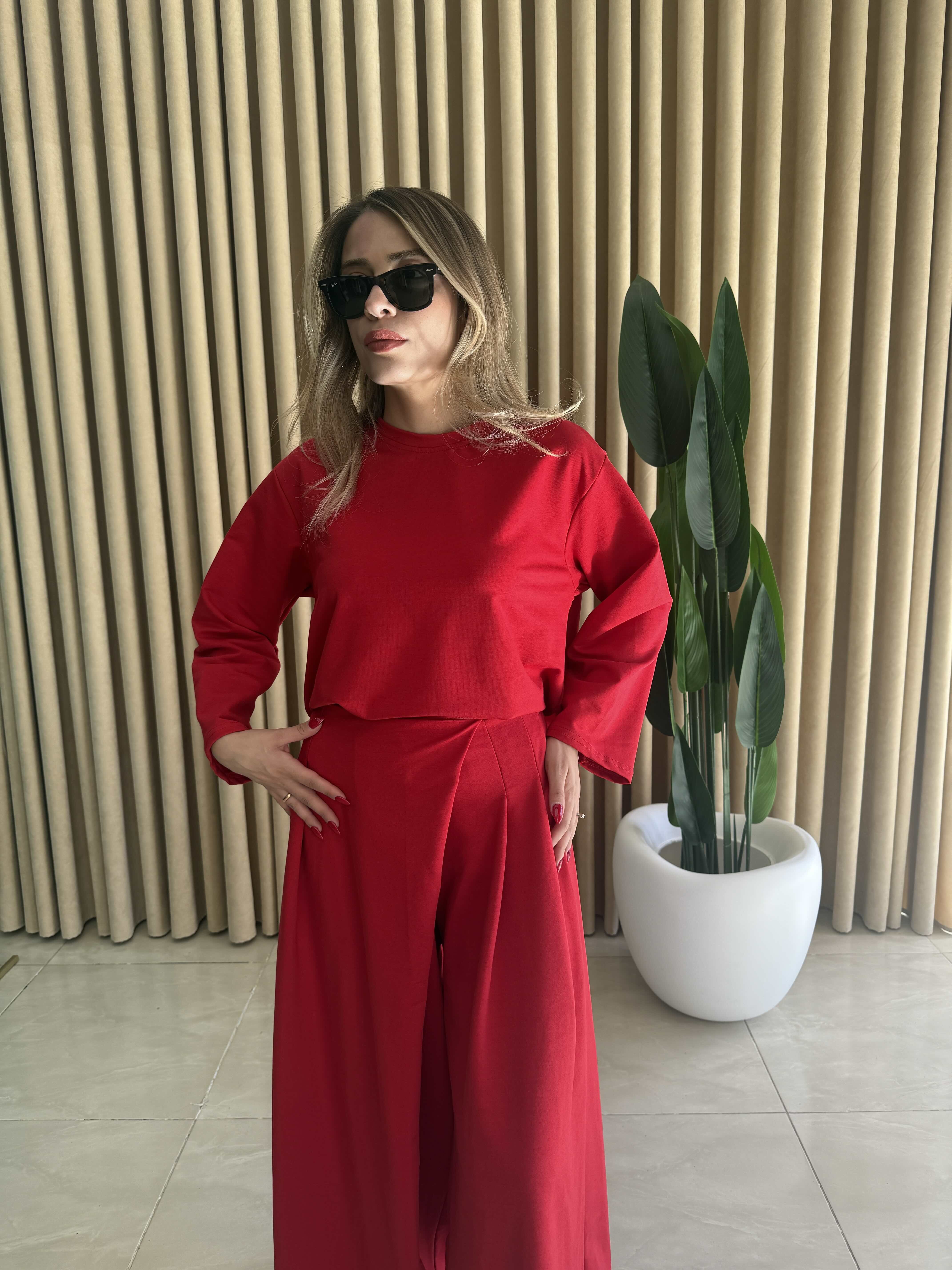 Sweat Pantolon Takım Kırmızı - 1139