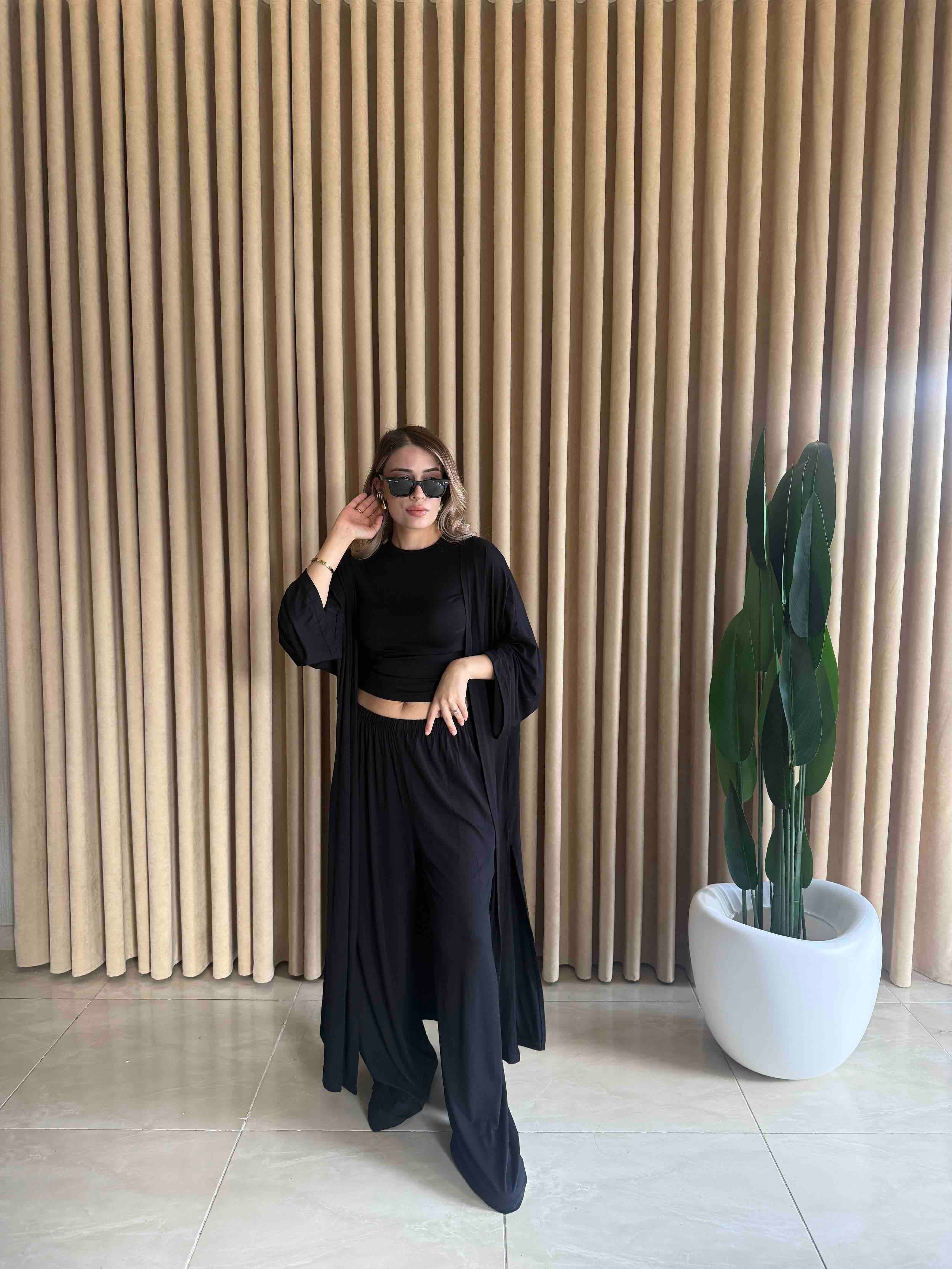 Üçü Kimono Takım Siyah - 1135