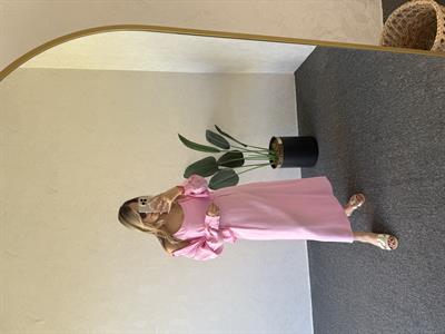 Gömlekli İp Askı Tensel Elbise Pembe - 1054