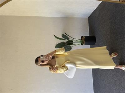 Gömlekli İp Askı Tensel Elbise Sarı -1054