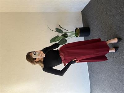 Kemerli Midi Etek Bordo - 1021