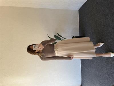 Kemerli Midi Etek Krem - 1021