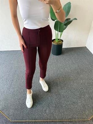 Krep Fit Pantolon Bordo - 1068
