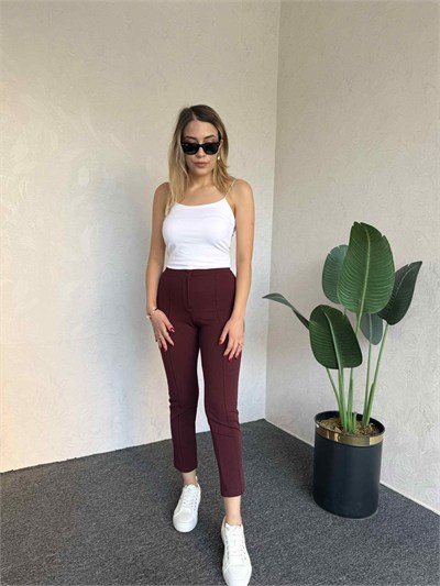 Krep Fit Pantolon Bordo - 1068