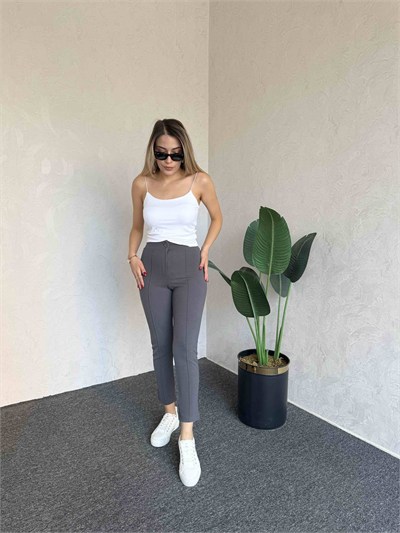 Krep Fit Pantolon Gri - 1068