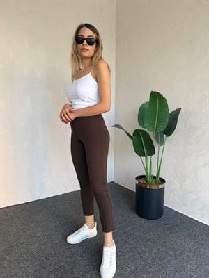 Krep Fit Pantolon Kahverengi - 1068