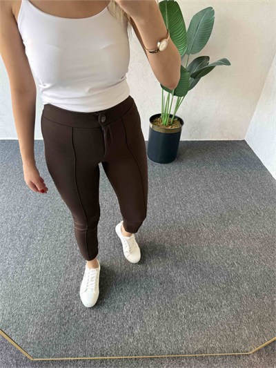 Krep Fit Pantolon Kahverengi - 1068