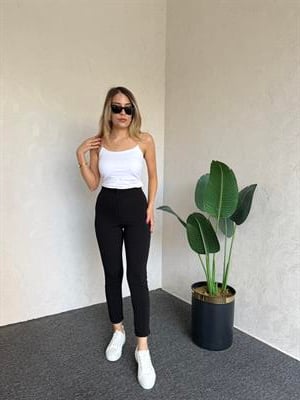 Krep Fit Pantolon Siyah - 1068