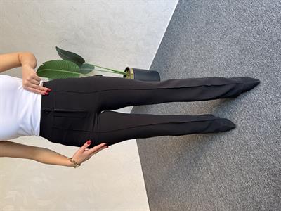 Krep Palazzo Pantolon Siyah - 1071