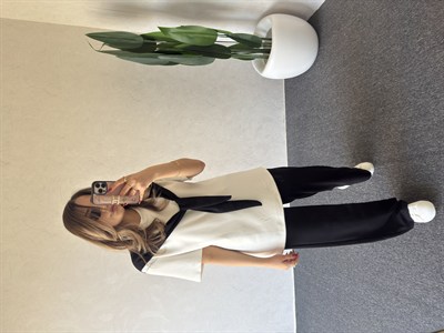 Omuz Bağlama Detay Modal Takım Siyah - 1113