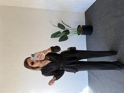 Piliseli Kruvaze Takım Siyah - 1018