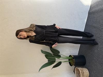 Piliseli Kruvaze Takım Siyah - 1018