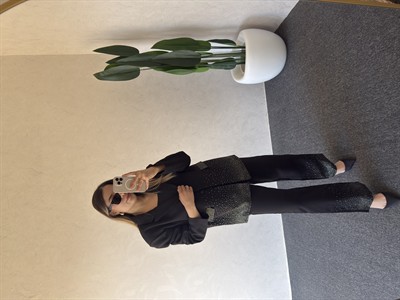 Taşlı Ceket Pantolon Takım Siyah - 1098