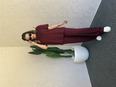 Taşlı İkili Modal takım Bordo - 1114