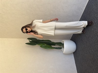 Taşlı İkili Modal Takım Krem -1114