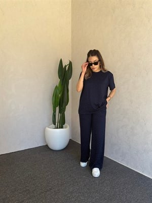 Taşlı İkili Modal takım Lacivert - 1114