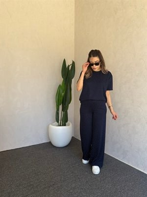 Taşlı İkili Modal takım Lacivert - 1114