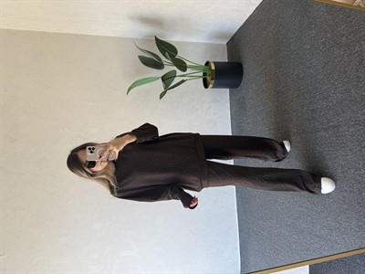 Taşlı Modal Takım Kahvrengi - 1092