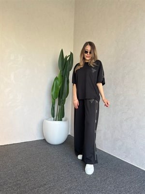 Taşlı Orj Modal Takım Siyah - 1112