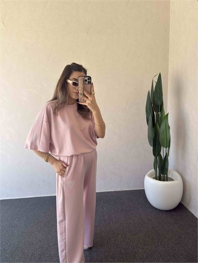 Taşlı Orj Takım Pembe - 1112