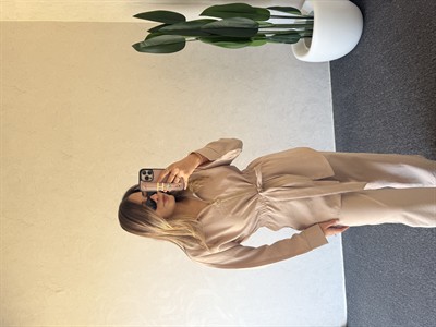 Tensel Fermuarlı Takım Bej - 1098