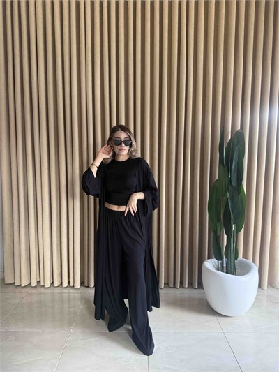 Üçü Kimono Takım Siyah - 1135