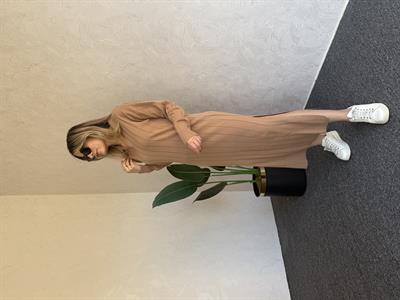Uzun Kol Basic Elbise Camel - 1064