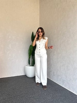 Yelekli Modal Takım Beyaz - 1117