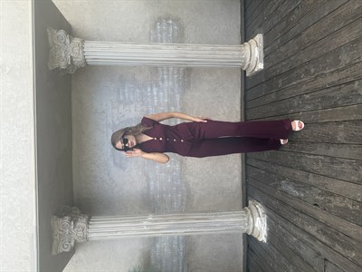 Yelekli Modal Takım Bordo - 1117