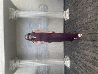 Yelekli Modal Takım Bordo - 1117