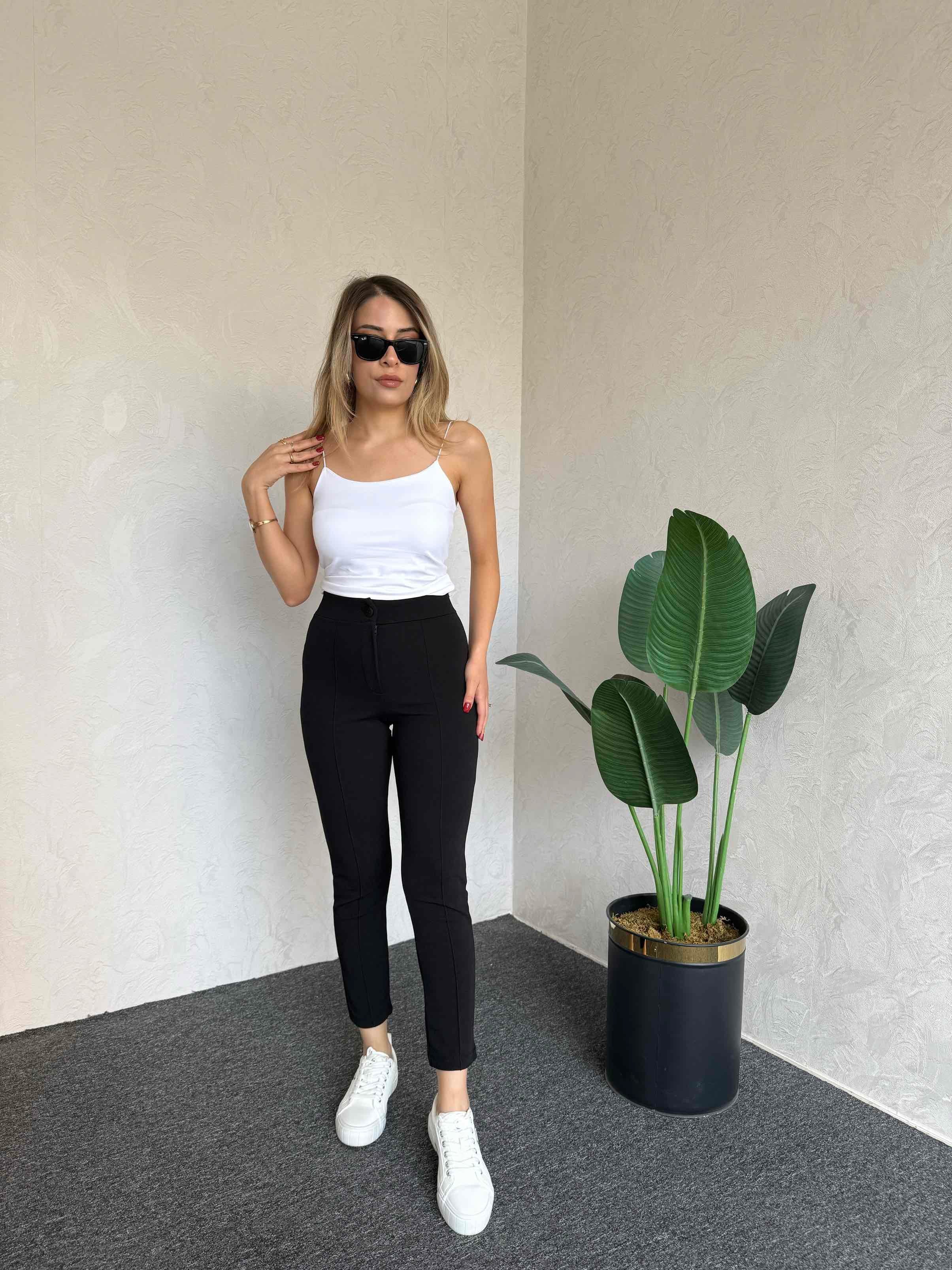 Krep Fit Pantolon Siyah - 1068