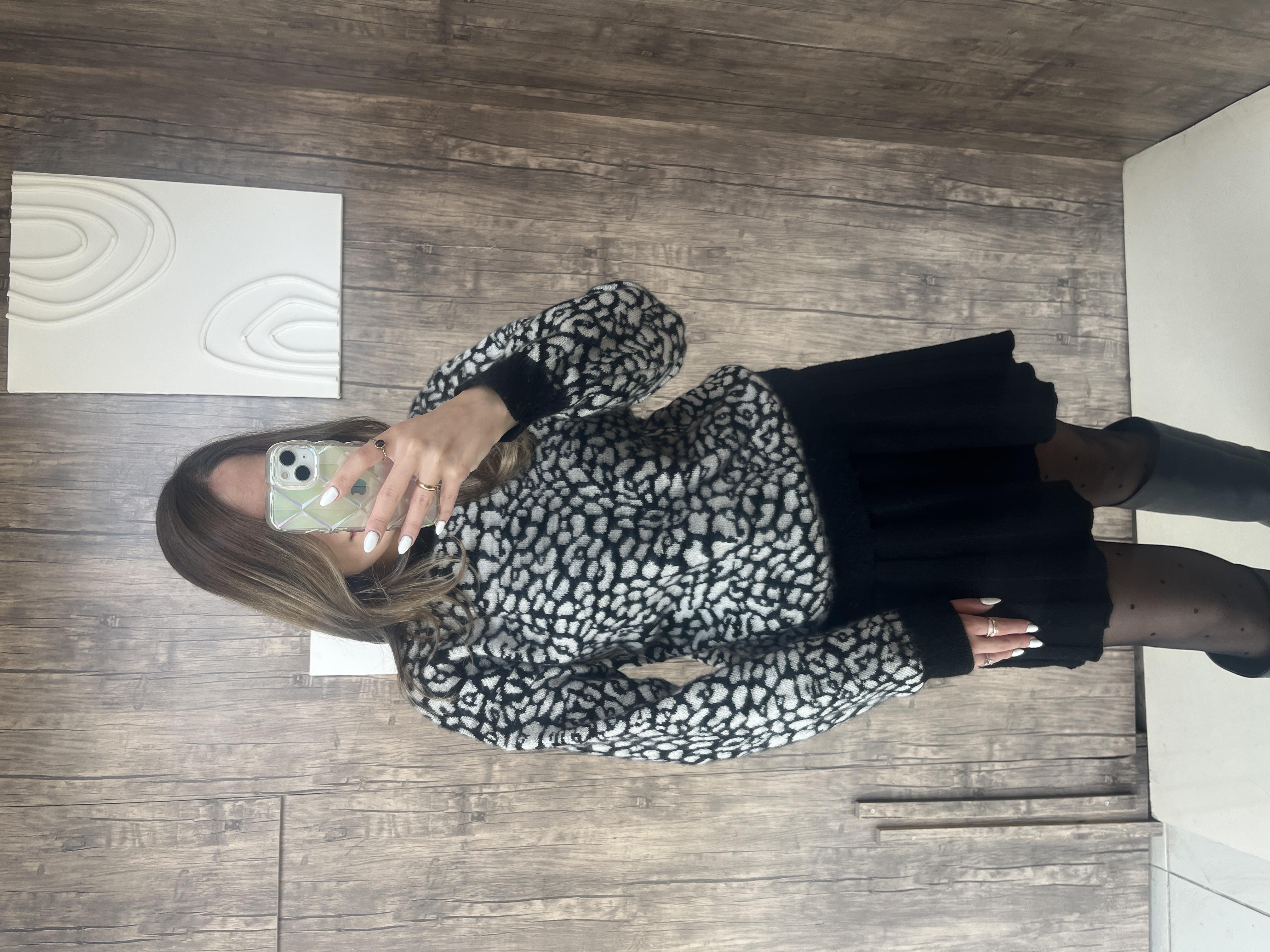 Leopar Desen Kazak Beyaz  - 1003