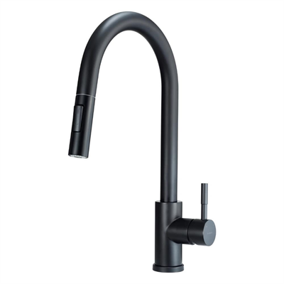 Deante LIMA N72M Mutfak Bataryası, Esnek Uçlu, Spiralli Başlık, Çift Akışlı, Siyah Renk