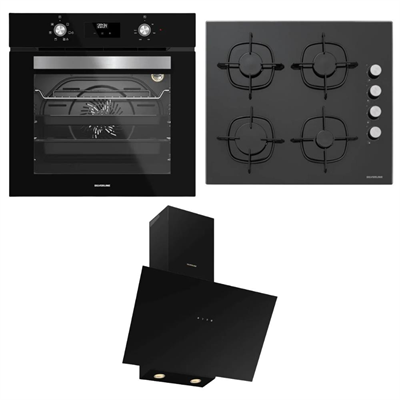 Silverline Ankastre Set, Siyah Renk, CS5700E6 Ocak, FLAM Davlumbaz, BO6502B02 Fırın