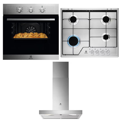 Electrolux Ankastre Inox Set 1; EOH2H00BX Ankastre Fırın, KGS6424SX Ankastre Ocak, LFT316X Ankastre Davlumbaz
