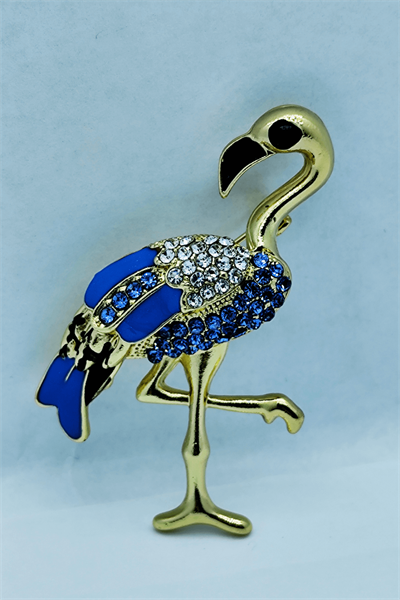 Azure Flamingo Işıltılı Taşlı Gold Flamingo Broş