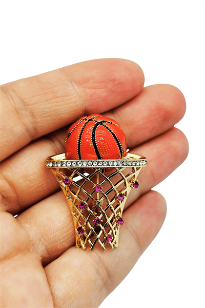 Basketbol Tutkunlarına Özel Işıltılı Kristal Broş