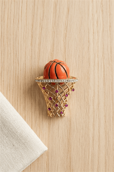 Basketbol Tutkunlarına Özel Işıltılı Kristal Broş