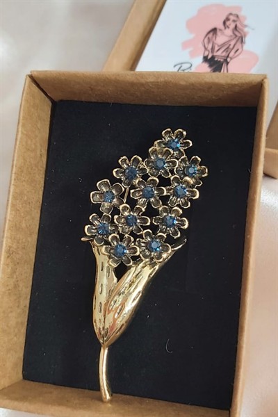 Flora Çiçek Broş Yaka İğnesi Gold