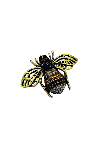 Golden Bee Kristal Taşlı Zarif Arı Broş