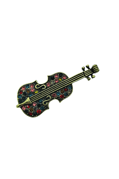 Harmony Crystal Keman Tasarım Broş