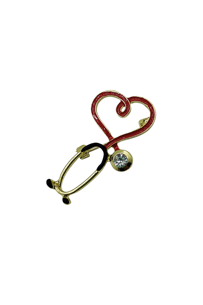 HeartCare Kalp Steteskop Broş – Sağlığın ve Sevginin Simgesi