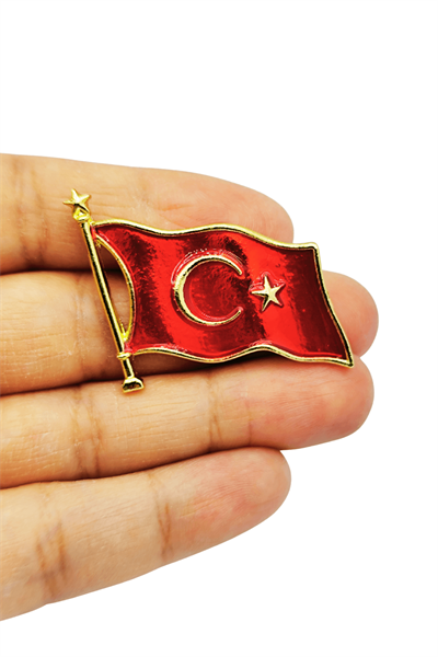 Işıltılı Türk Bayrağı Yaka İğnesi