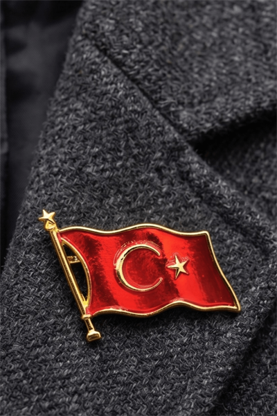 Işıltılı Türk Bayrağı Yaka İğnesi