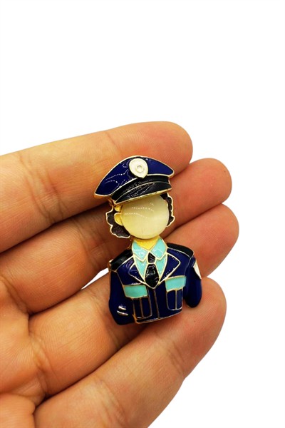 Kadın Polis Broş – Üniformalı Rozet Pin Hediyelik Aksesuar Güvenlik Meslek Figürü