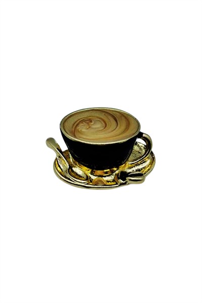Kahve Fincanı Broş - Retro Tasarım Latte Cup Brooch | Kahveseverlere Hediye Aksesuar