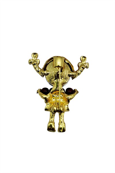 Kırmızı Boncuklu Taşlı Kız Figürü Broş – Sevimli Figürlü Şık Brooch Pin